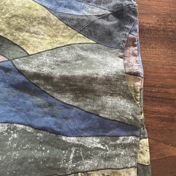 VBN Moda Italy Linen Dress Multicolor Abstract‎ Art Wave Print Patchwork Medium - Picture 3 of 8